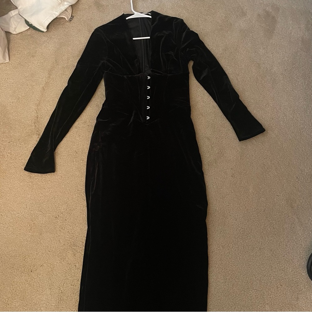 House of CB Arabella Black Velvet Dress